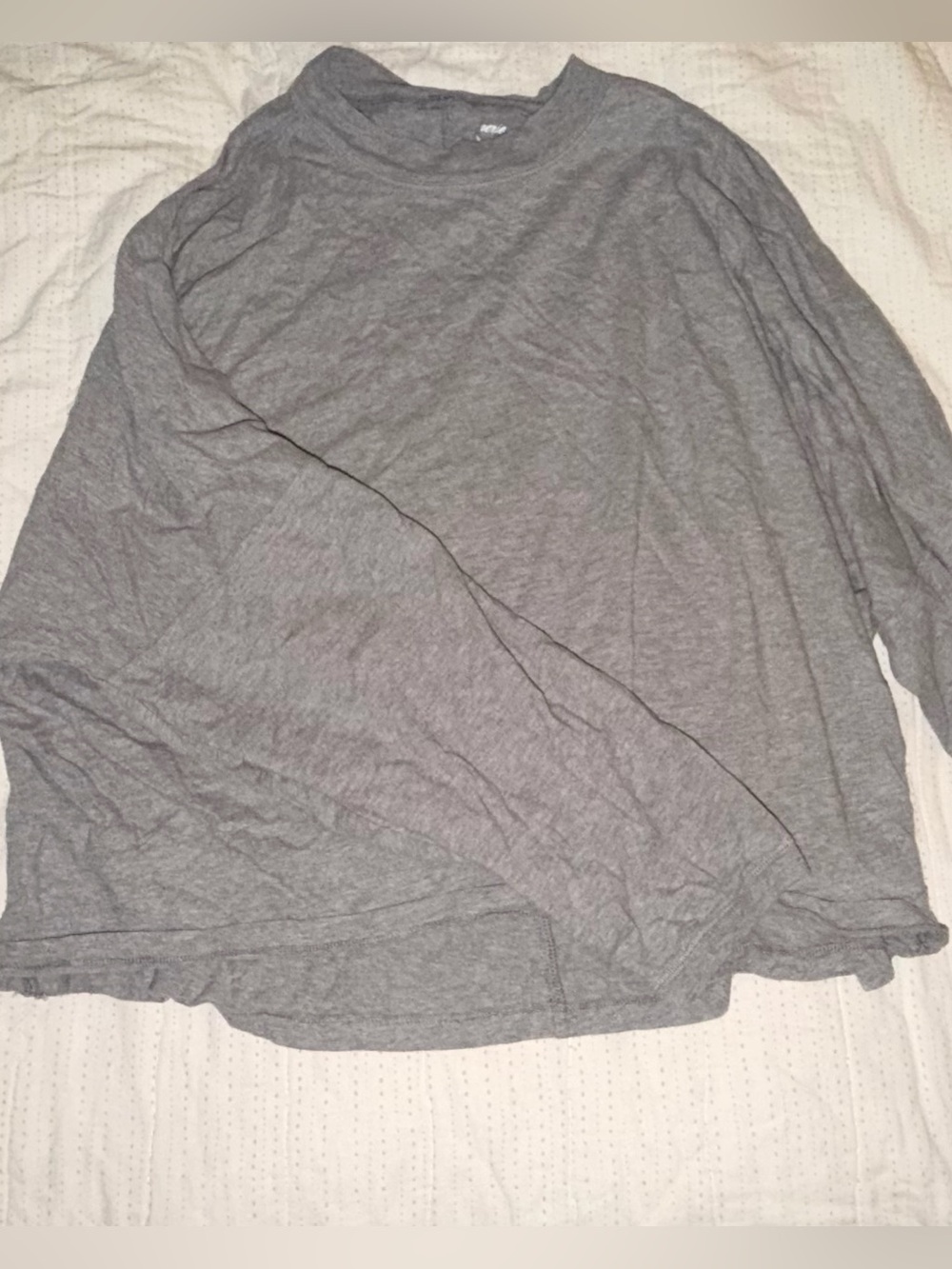 aerie Long-Sleeve Heather Gray Crewneck Shirt
